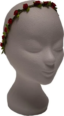 Haarbandje Bloemen Rood Satijn