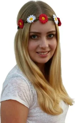 Haarbandje Bloemen Rood-Wit