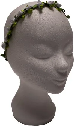 Haarbandje Bloemen Wit Satijn