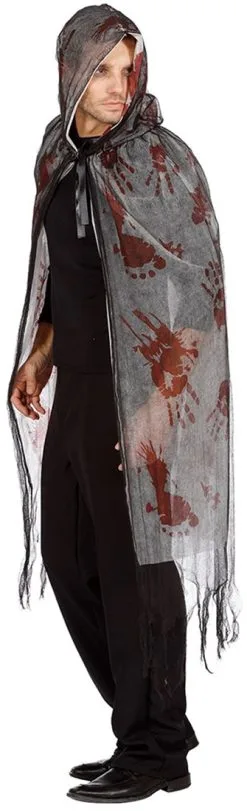 Halloween Cape Met Bloed Met Capuchon (2 Laags) -Kostuum Winkel halloween cape met bloed met capuchon 2 laags 3