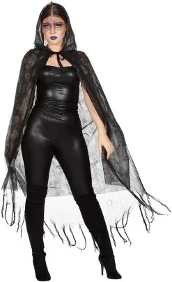 Halloween Cape Met Skulls Met Capuchon (2 Laags)