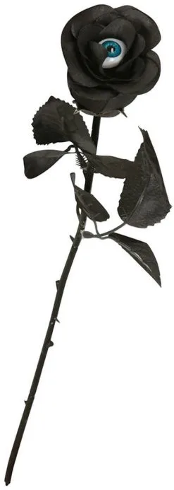 Halloween Decoratie Zwarte Roos Met Oogbal