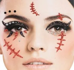 Halloween Gezicht Stickers Littekens Glitter