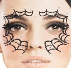 Halloween Gezicht Stickers Spinnenweb