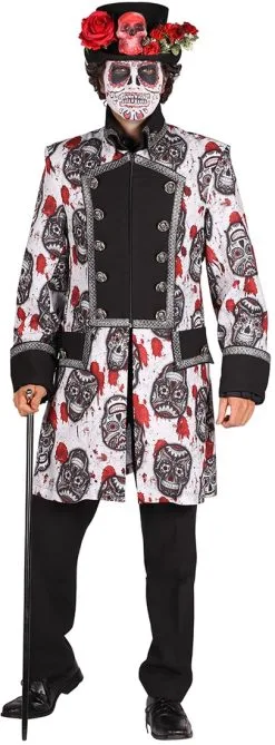 Halloween Jas Mexican Skull Black/White Voor Heren