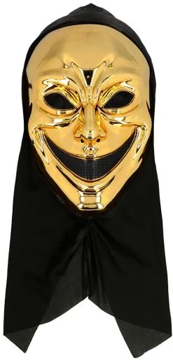 Halloween Masker Crazy Killer Goud Met Kap