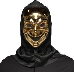 Halloween Masker Crazy Killer Goud Met Kap -Kostuum Winkel halloween masker crazy killer goud met kap voorbeeld
