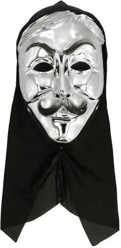 Halloween Masker Freaky Killer Zilver Met Kap