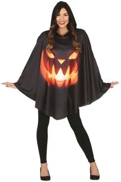 Halloween Poncho Scary Pumpkin