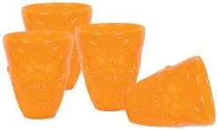Halloween Shotglaasje Skull Oranje 4st