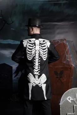 Halloween Skeletten Jas Voor Heren -Kostuum Winkel halloween skeletten jas voor heren sfeerbeeld achterkant