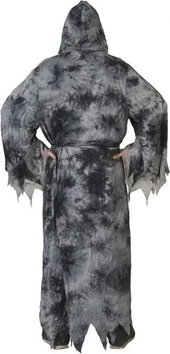 Halloweenkostuum Grijze Demoon Met Capuchon -Kostuum Winkel halloweenkostuum grijze demoon met capuchon achterkant