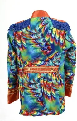 Heren Carnavalsjas Orange Rainbow Feathers -Kostuum Winkel heren carnavalsjas orange rainbow feathers achterkant