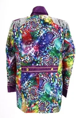 Heren Carnavalsjas Purple Holographic Diamonds -Kostuum Winkel heren carnavalsjas purple holographic diamonds achterkant