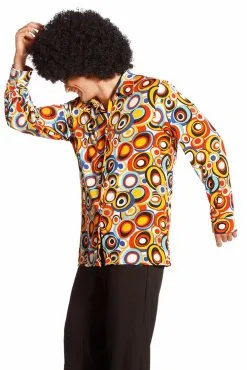 Heren Disco Seventies Blouse Cirkels