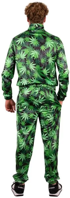 Heren Trainingspak Wiet Cannabis -Kostuum Winkel heren trainingspak wiet cannabis achterkant