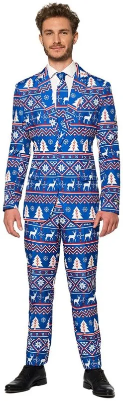 Herenkostuum Suitmeister Christmas Blue Nordic