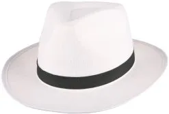 Hoed Al Capone Vilt Wit