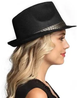 Hoed Funk Zwart -Kostuum Winkel hoed funk zwart zijkant