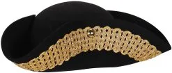 Hoed Piraat Zwart-Goud Met Breed Gallon (wolvilt)