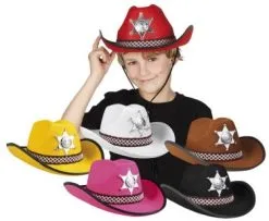 Kinder Cowboyhoed Sheriff Bruin -Kostuum Winkel hoed sheriff junior bruin