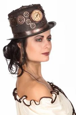Hoed Steampunk Brons Luxe Met Drukmeter