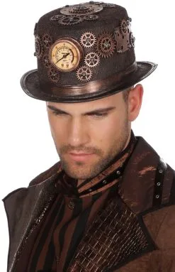 Hoed Steampunk Brons Luxe Met Drukmeter -Kostuum Winkel hoed steampunk brons luxe met drukmeter 3