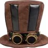 Hoed Steampunk Bruin/Zwart Met Bril