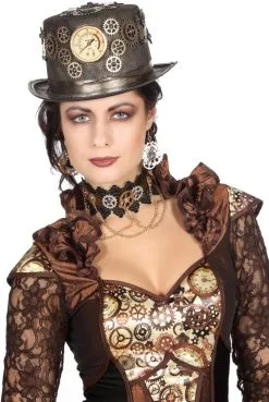 Hoed Steampunk Goud Luxe Met Drukmeter