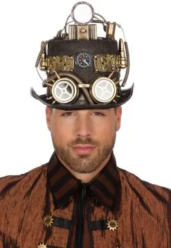 Hoed Steampunk Luxe Met Bril En Mijnlamp