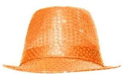 Hoedje Justin Pailletten Neon Oranje