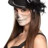 Hoge Hoed Halloween Met Skelet Hand En Veren