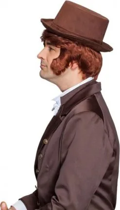 Hoge Hoed Suede Bruin -Kostuum Winkel hoge hoed suede bruin 3