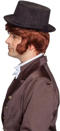 Hoge Hoed Suede Zwart -Kostuum Winkel hoge hoed suede zwart 3