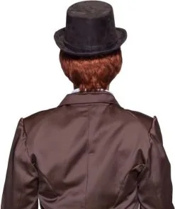 Hoge Hoed Suede Zwart -Kostuum Winkel hoge hoed suede zwart achterkant