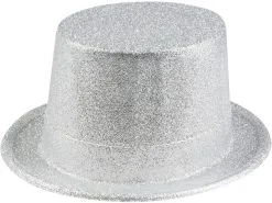 Hoge Hoed Zilver Glitter