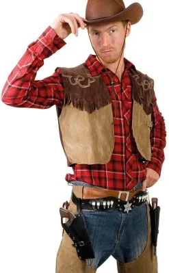 Holster Cowboy Dubbel Zwart (volwassenen)