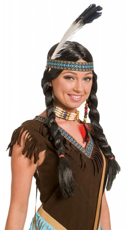 Indianen Pruik Winnie Met Vlechten 1 Indianen Pruik Winnie Met Vlechten