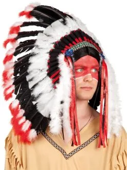 Indianentooi Opperhoofd Apache Zwart/Wit/Rood