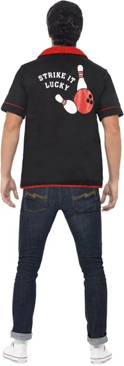 Jaren 50 Bowling Shirt Zwart-Rood 8 Jaren 50 Bowling Shirt Zwart-Rood -Kostuum Winkel jaren 50 bowling shirt zwart rood 3