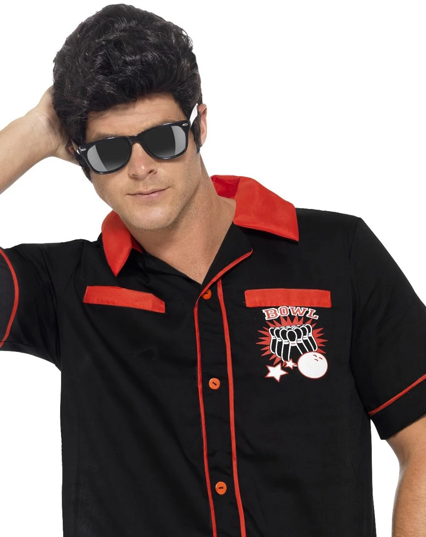 Jaren 50 Bowling Shirt Zwart-Rood 5 Jaren 50 Bowling Shirt Zwart-Rood - Afbeelding 5