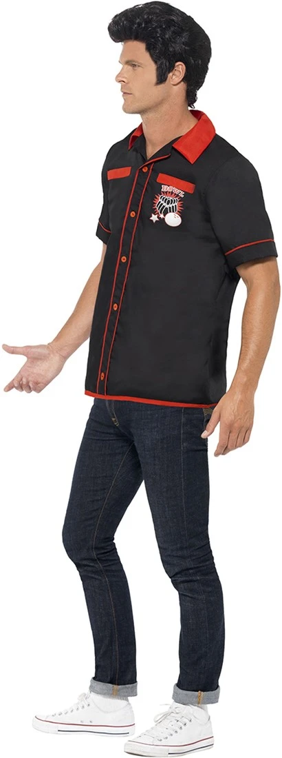 Jaren 50 Bowling Shirt Zwart-Rood 4 Jaren 50 Bowling Shirt Zwart-Rood - Afbeelding 4