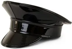 Kapiteinspet Metallic Zwart -Kostuum Winkel kapiteinspet metallic zwart zijkant 2