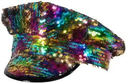 Kapiteinspet Pailletten Regenboog-Goud