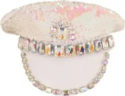 Kapiteinspet Pailletten Roze-Wit Met Diamanten