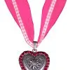 Ketting Hartje Met Edelweiss Roze (strass)