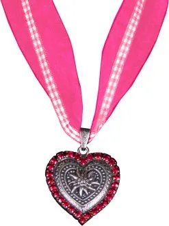 Ketting Hartje Met Edelweiss Roze (strass)