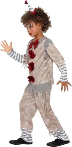Kinderkostuum Scary Vintage Clown Grijs-Rood -Kostuum Winkel kinderkostuum scary vintage clown grijs rood zijkant