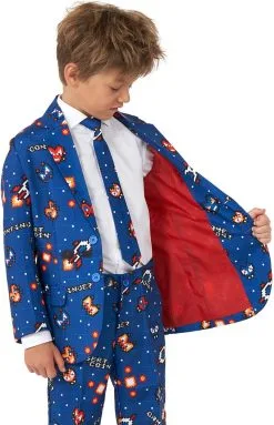 Kinderkostuum Suitmeister Retro Gamer Navy -Kostuum Winkel kinderkostuum suitmeister retro gamer navy binnenkant colbert
