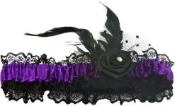 Kousenband Paars-Zwart Luxe